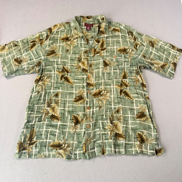 Covington Other - Covington Mens XL Tropical Palm Leaf Bamboo Print Rayon Button Up Shirt Green
